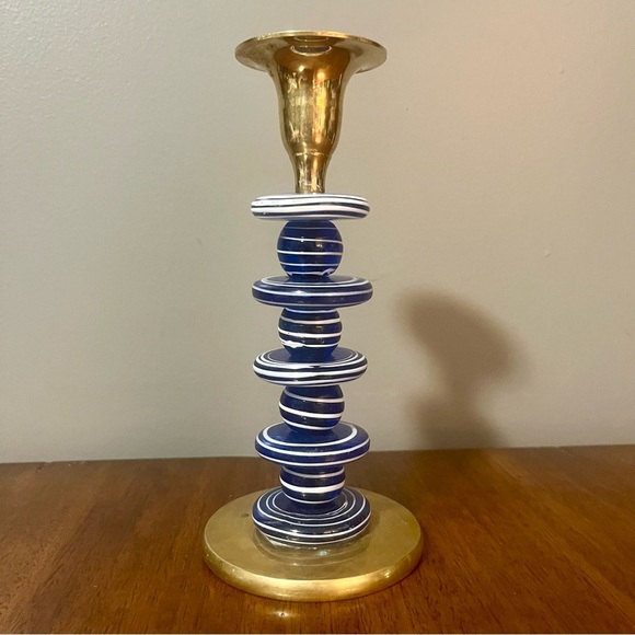 Vintage brass and glass candle holder. Made in India. - Picture 5 of 10